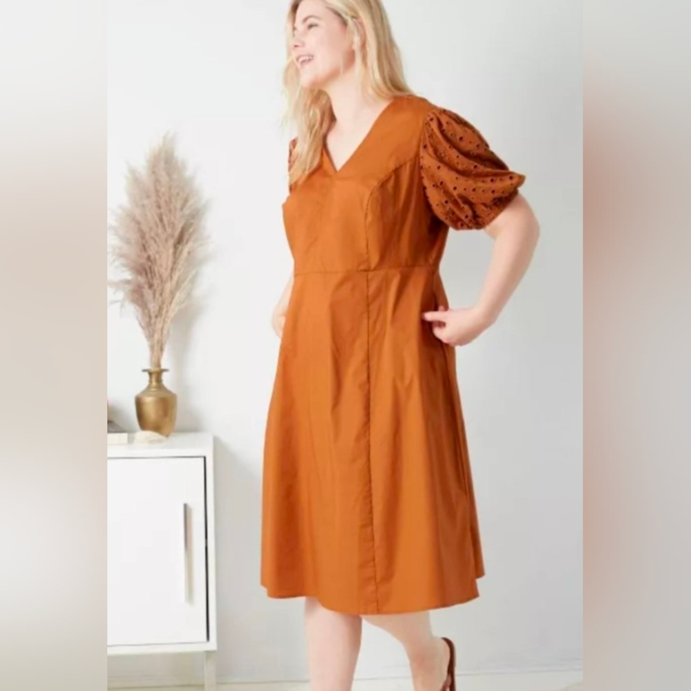Eyelet puff sleeve dress 1X